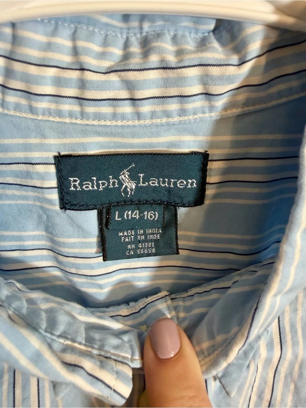 Ralph Lauren Light Blue & White Striped Button-Down Shirt